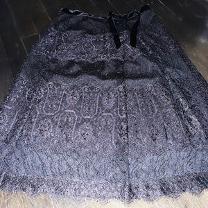 Ann Taylor Black Lace Skirt Pencil Sequin 0P S NEW